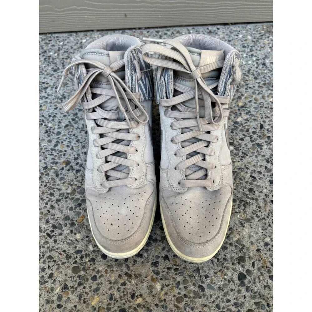 Nike Dunk Sky High Wedge Womens Pale Grey Geometric Sneakers 543258-003 Size 10
